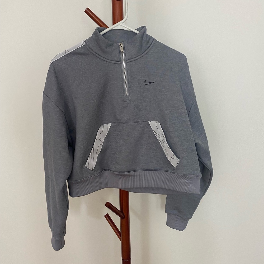 Nike Gray Quarter-Zip Cropped Sweatshirt